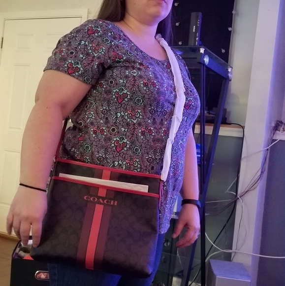 NWT Coach Varsity stripe file bag crossbody - Picture 8 of 8